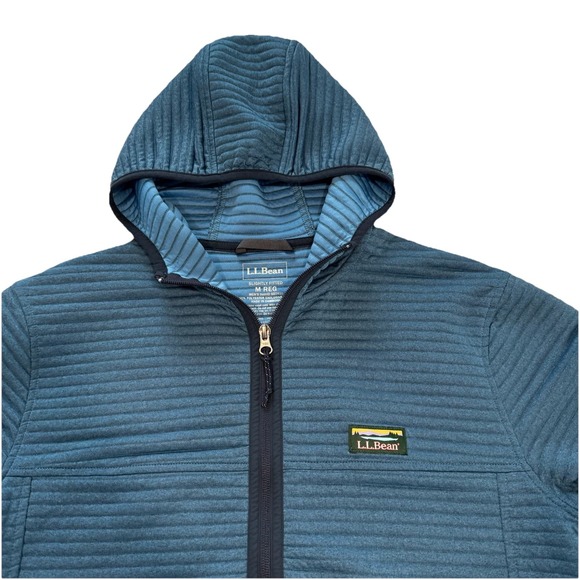 LL Bean Blue Hooded Airlight Knit Full Zip Pockets Lightweight Outdoor MEDIUM - Picture 4 of 10